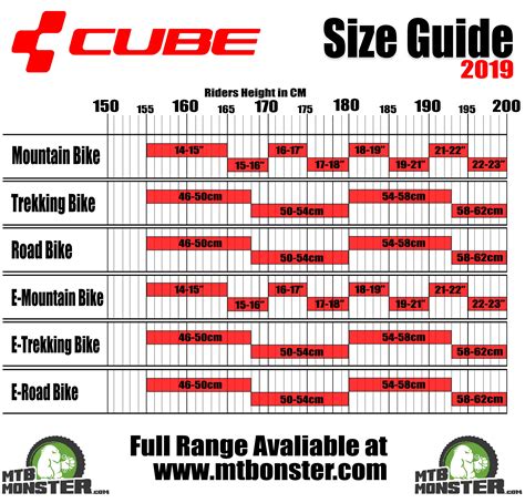 trek mountain bike frame size chart Bike size chart trek