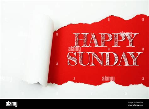 Happy Sunday word on red background with paper torn Stock Photo - Alamy