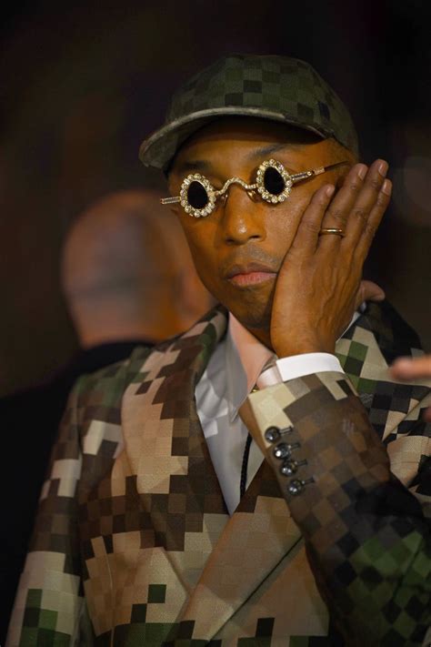 Pharrell Williams's Diamond Sunglasses at Louis Vuitton Show | PS Fashion