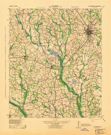 Statesboro, Georgia 1943 () USGS Old Topo Map Reprint 15x15 GA Quad 247568 - OLD MAPS