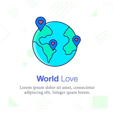 Premium Vector | World love, globe, map, location vector icon illustration