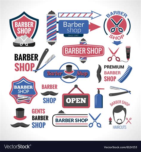 Barber shop symbols signs labels collection Vector Image