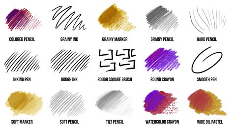 Pencils, Pens & Crayons - Brush Pack for Photoshop & Adobe Fresco (15 Brushes)