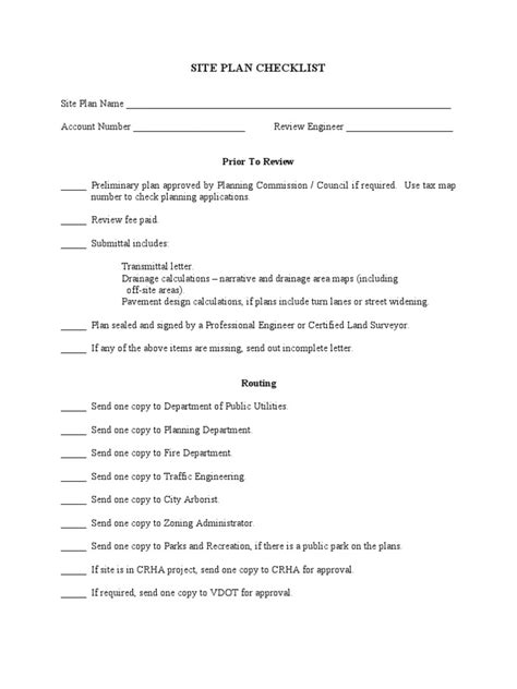 Site Plan Checklist: Prior To Review | PDF | Easement | Traffic