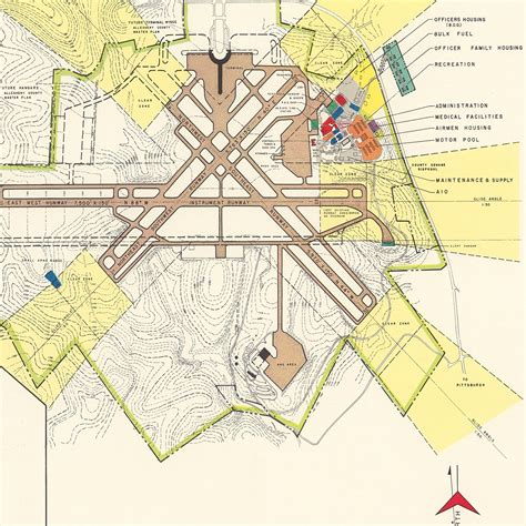 Vintage Map of Greater Pittsburgh Airport, 1951 by Ted's Vintage Art