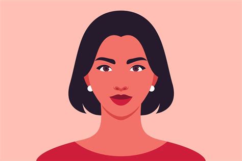 Portrait of a beautiful young woman with short hair 3597501 Vector Art ...