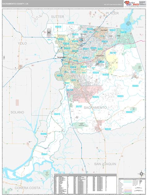 Sacramento County, CA Wall Map Premium Style by MarketMAPS