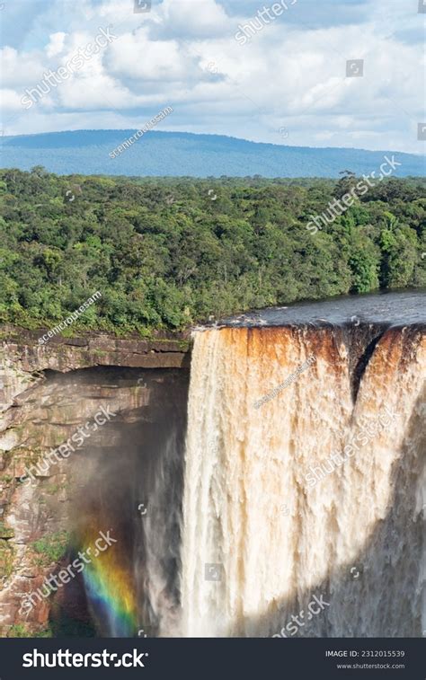 Kaieteur Falls Producing Rainbow Amazon Rainforest Stock Photo ...