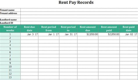 Rent Collection Spreadsheet Template