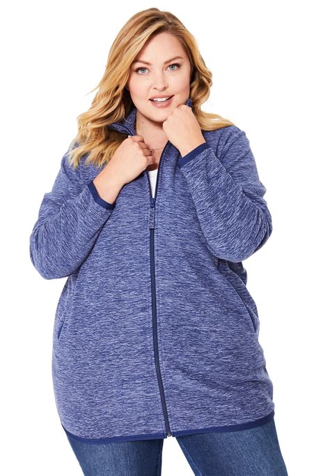 Woman Within - Woman Within Plus Size Zip-front Microfleece Jacket Fleece Jacket - Walmart.com