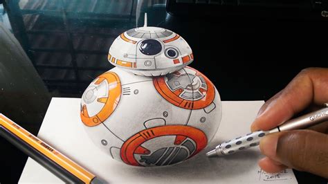 Drawing 3D BB-8 Robot from Star Wars - Optical Illusion - YouTube