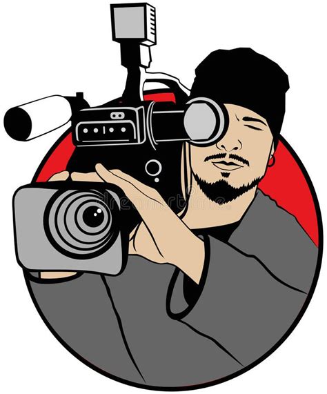 Illustration about Vector illustration of a cameraman. Illustration of cameraman, black, movie ...