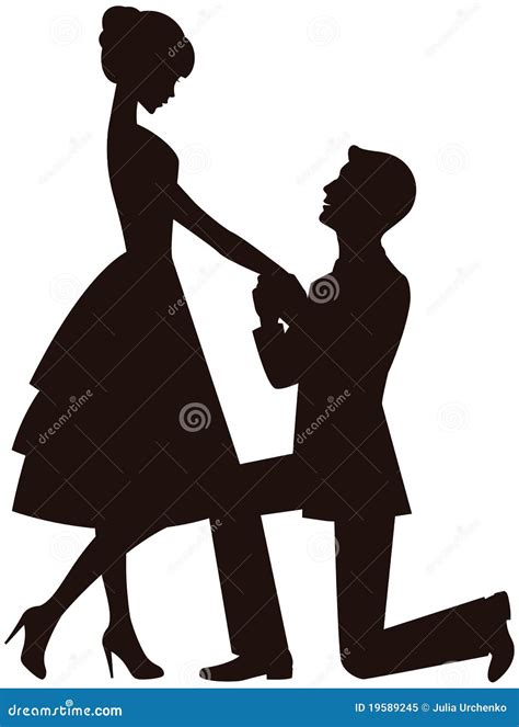 Proposal Man On Knees Asking His Wife To Marry Him Vector Illustration ...