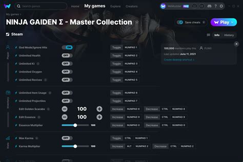 NINJA GAIDEN Σ - Master Collection Cheats & Trainers for PC | WeMod