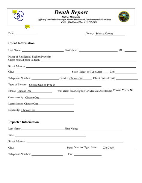 Minnesota Death Report Form - Fill Out, Sign Online and Download PDF ...