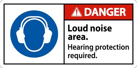 Danger Hearing Protection Required Sign On White Background 11449379 ...