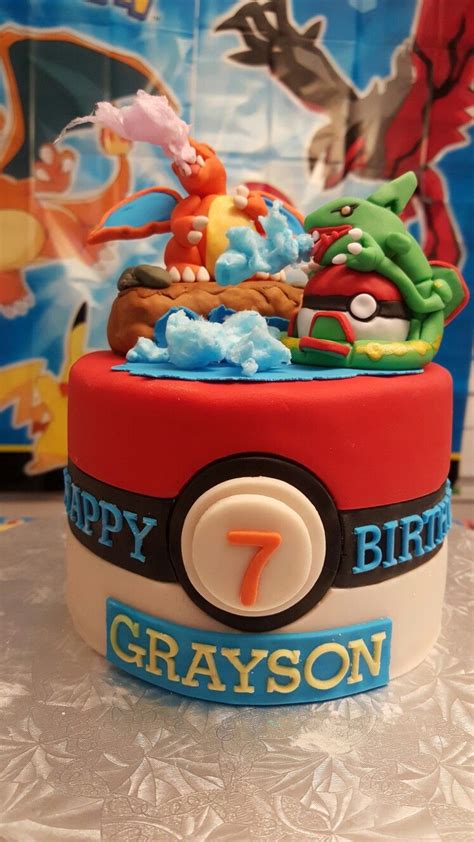 Charizard & Rayquaza cake | Pokemon birthday cake, Pokemon cake, Mini cakes birthday