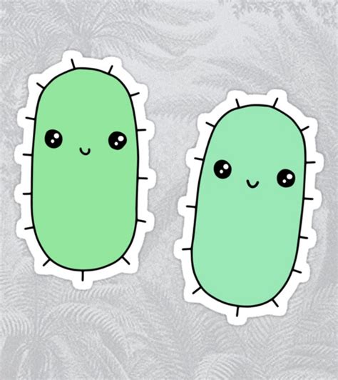 Cute kawaii style bacteria stickers Printable Stickers, Custom Stickers, Bacteria Cartoon, Girl ...