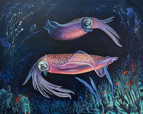 Squid love – Original painting available | Deep Impressions Underwater Art