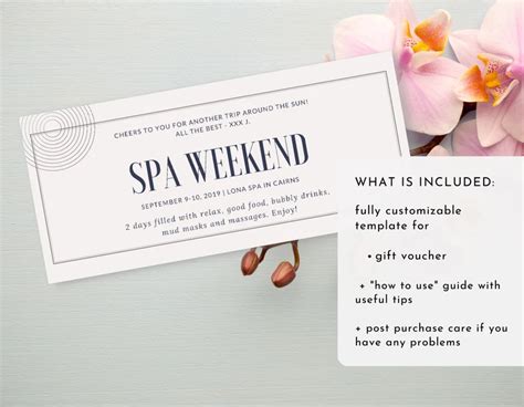 Editable Gift Voucher Coupon Template, Spa Weekend Getaway Invitation ...