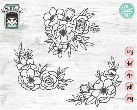 Flower SVG Files, Floral SVG Files, Flower Cut File, Flower Border ...