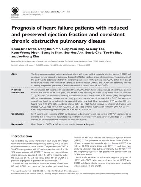 (PDF) Prognosis of heart failure patients with reduced and preserved ejection fraction and ...