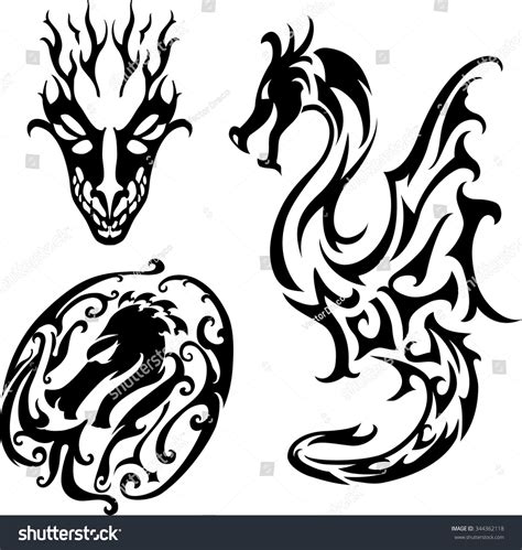 Dragon Tattoo-Isolated Vector Illustration Of Abstract Dragon Tattoo - 344362118 : Shutterstock