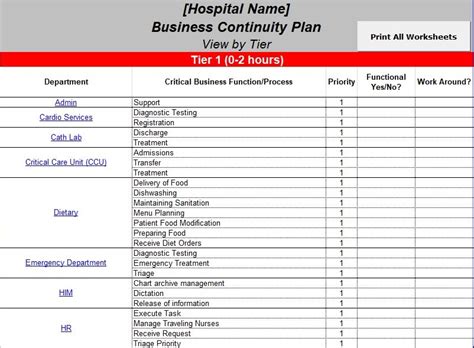 Business Continuity Plan Template (Excel, Word, PDF) - Excel TMP