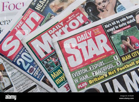 The front pages and mastheads of UK 'Red Top' tabloid tabloids Sun Star ...