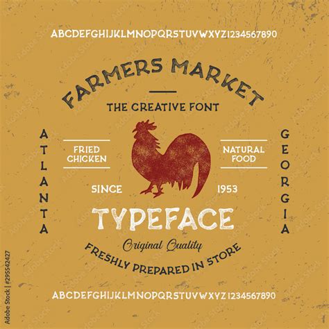 Farmers Market font. Original handmade alphabet. Vintage font design ...