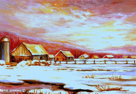 Quebec Winter Landscape North Shore Morning Farm Country Painting by ...