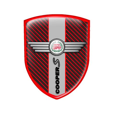 Mini Cooper S Emblem Silicone Shield Red Carbon Edition | Domed Emblems | Stickers | X-Sticker