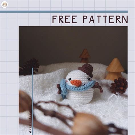 Crochet pattern for a snowman wearing a scarf and hat