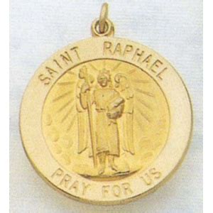 14K Gold Saint Raphael Religious Medal - R1628 (S)