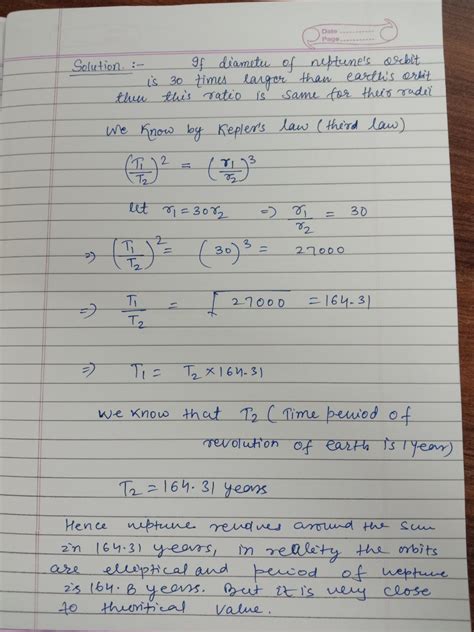 EXAMPLE |2| Period of Neptune Calculate the period of revolution of the ...