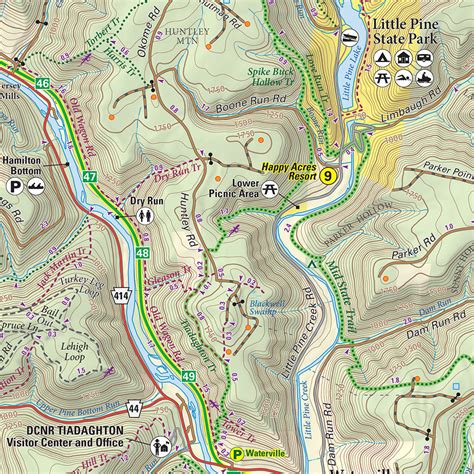 Pine Creek Lizard Map - Grand Canyon of Pennsylvania Trail Map - Purple ...