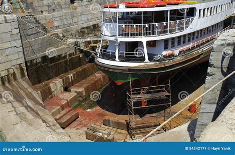 Ship in dry dock stock image. Image of drained, drydock - 54342177