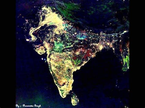 an aerial view of india at night from space