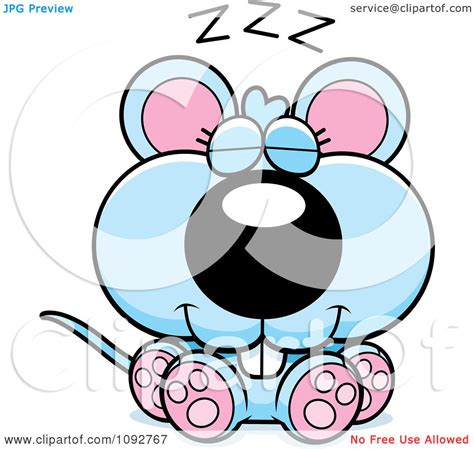 Clipart Cute Blue Mouse Sleeping - Royalty Free Vector Illustration by Cory Thoman #1092767