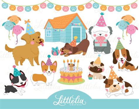 Dog Party Party Clipart Dog Clipart 17034 - Etsy