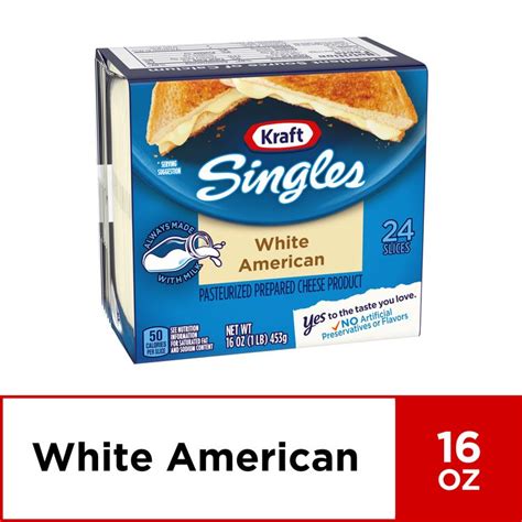 Kraft Singles Cheese Slices, White American Cheese, 24 ct - 16.0 oz ...