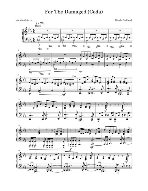 Evil Morty's Theme (For The Damaged Coda) – Blonde Redhead Sheet music ...