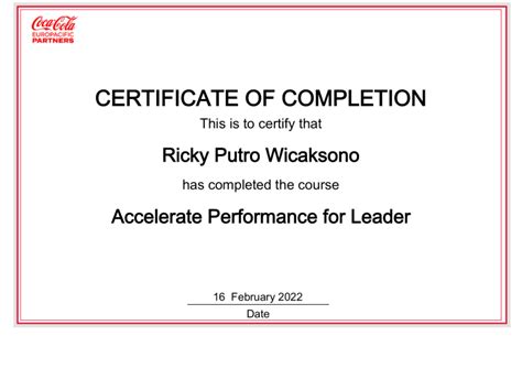 Accelerate Performance Leader Certificate