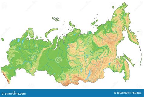 Mapa Físico Detallado De Rusia. Ilustración del Vector - Ilustración de alto, ciudad: 186552830