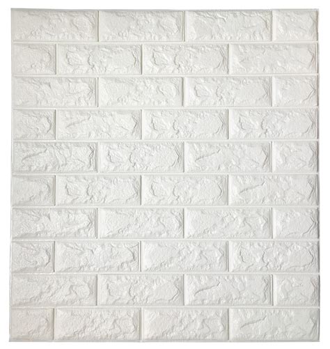 2.6' x 2.3' Peel and Stick 3D Wall Panels White Brick Wallpaper for TV ...