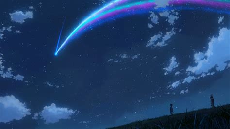 Your Name digital wallpaper, Kimi no Na Wa, Makoto Shinkai , starry night, comet HD wallpaper ...