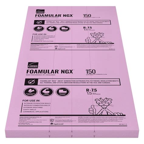 Owens Corning R-7.5, 1.5-in x 4-ft x 8-ft FOAMULAR NGX F-150 Unfaced ...