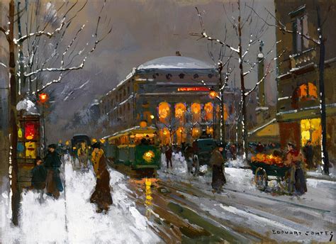 Édouard Leon Cortès - Le Théâtre Du Chatelet In Winter By Edouard Léon Cortes For Sale at 1stDibs