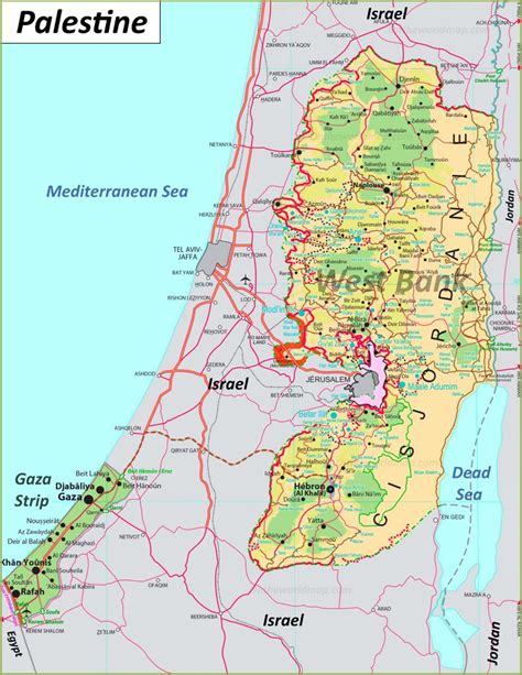 Large Detailed Map of Palestine - Ontheworldmap.com