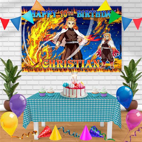 Demon Slayer Kyojuro Rengoku Birthday Banner Personalized Party Backdr – Ediblecakeimage